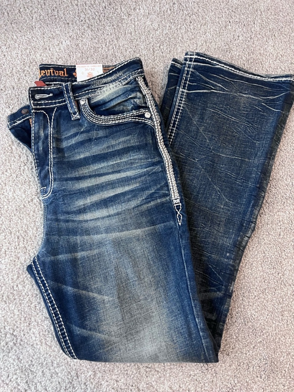 Rock Revival Women's Boot Cut Jeans in Distressed Dark Blue